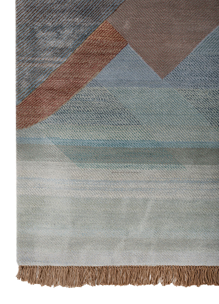 manchaha blue wool and bamboo silk hand knotted Rug - Corner