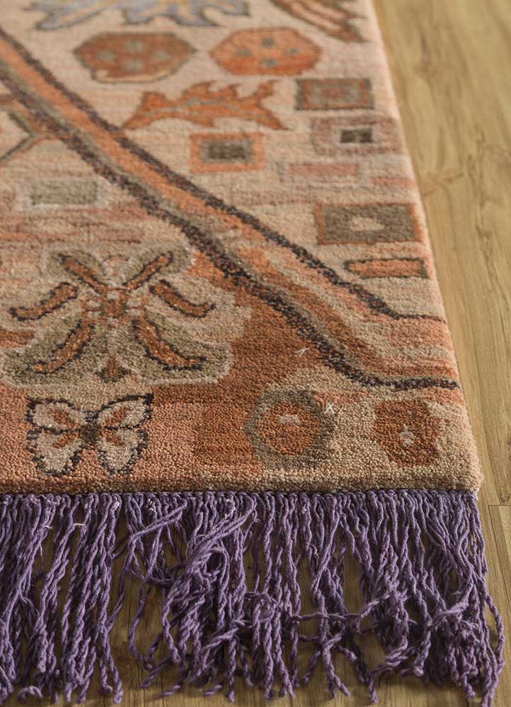 manchaha beige and brown wool and bamboo silk hand knotted Rug - Corner