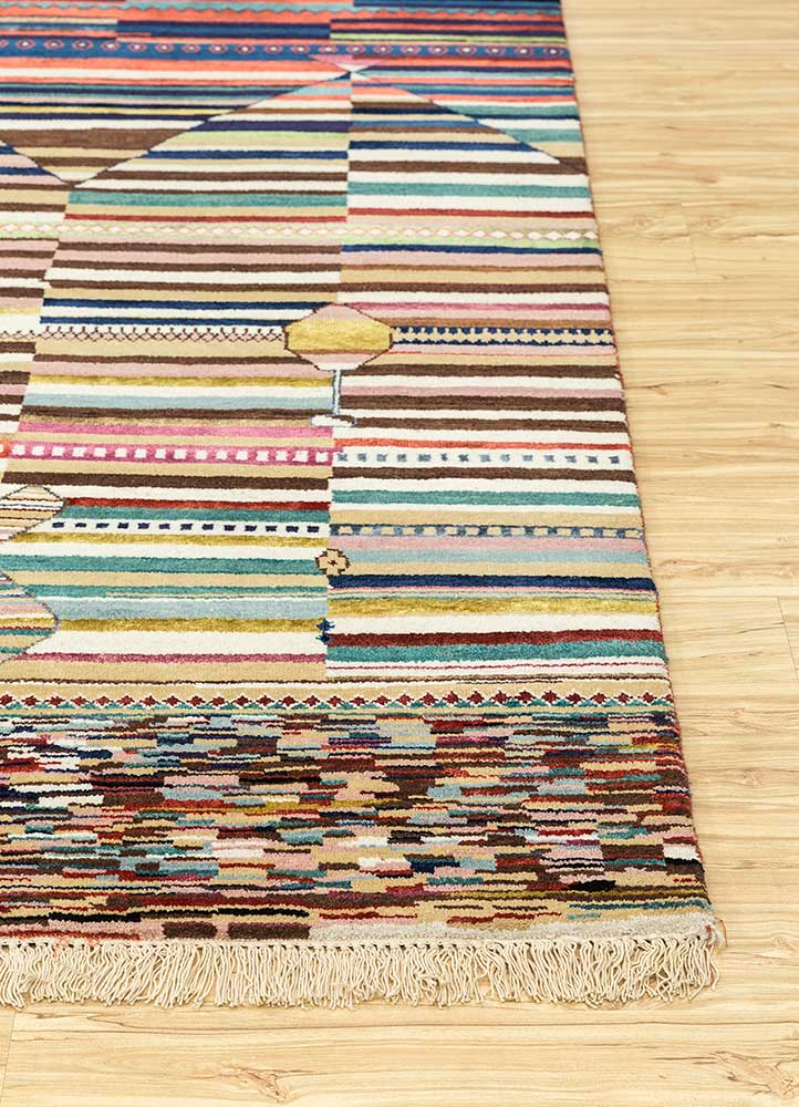 aurora ivory wool hand knotted Rug - Corner