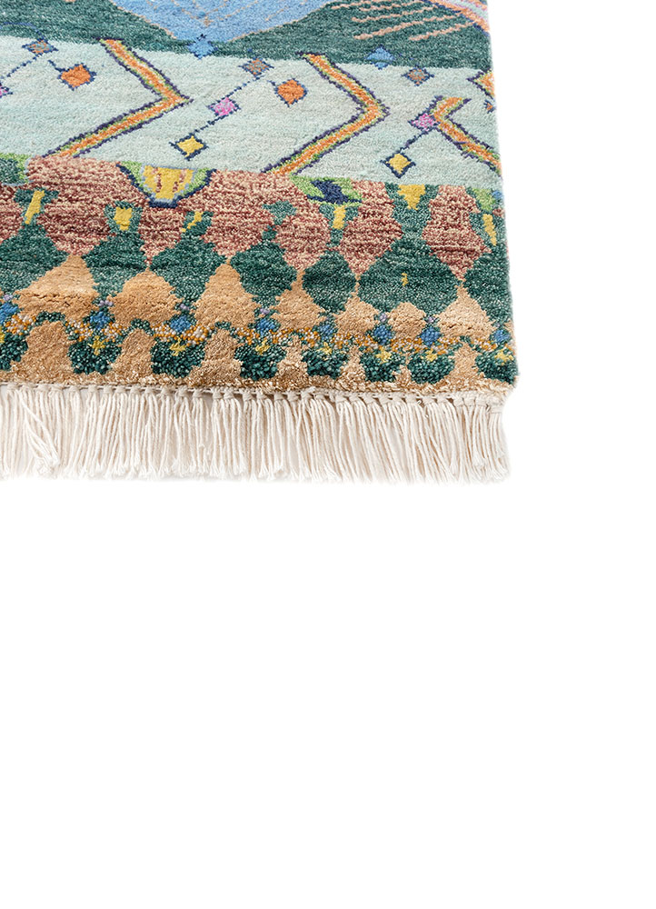 manchaha blue wool and bamboo silk hand knotted Rug - Corner