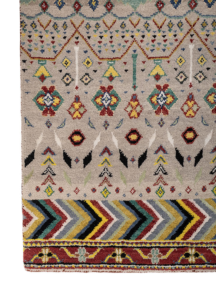 manchaha red and orange wool and bamboo silk hand knotted Rug - Corner