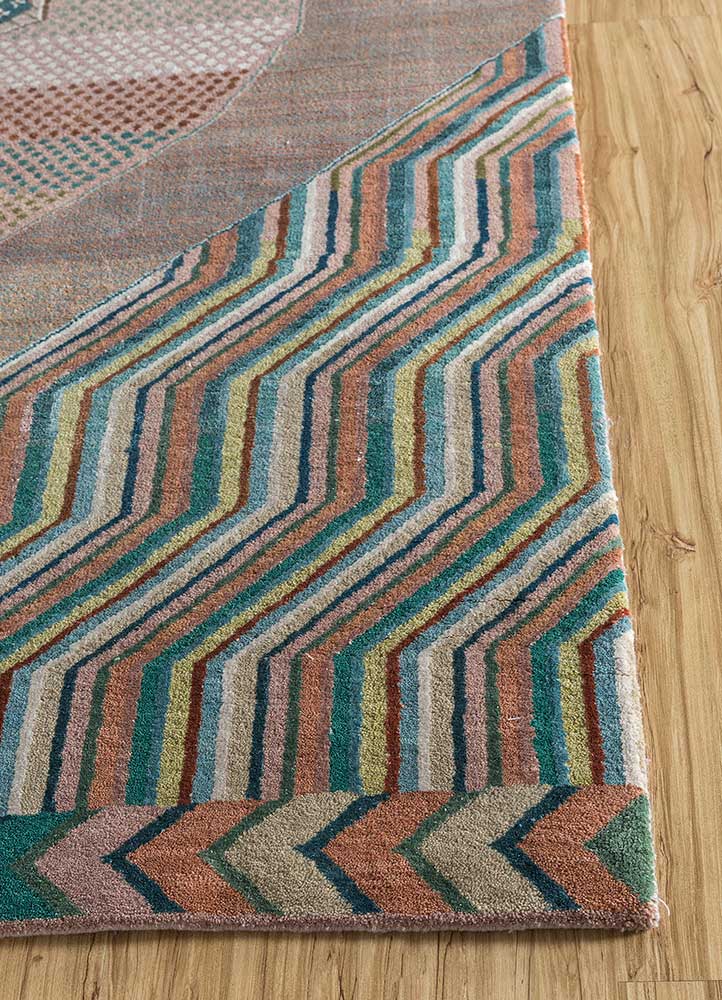 manchaha pink and purple wool and bamboo silk hand knotted Rug - Corner