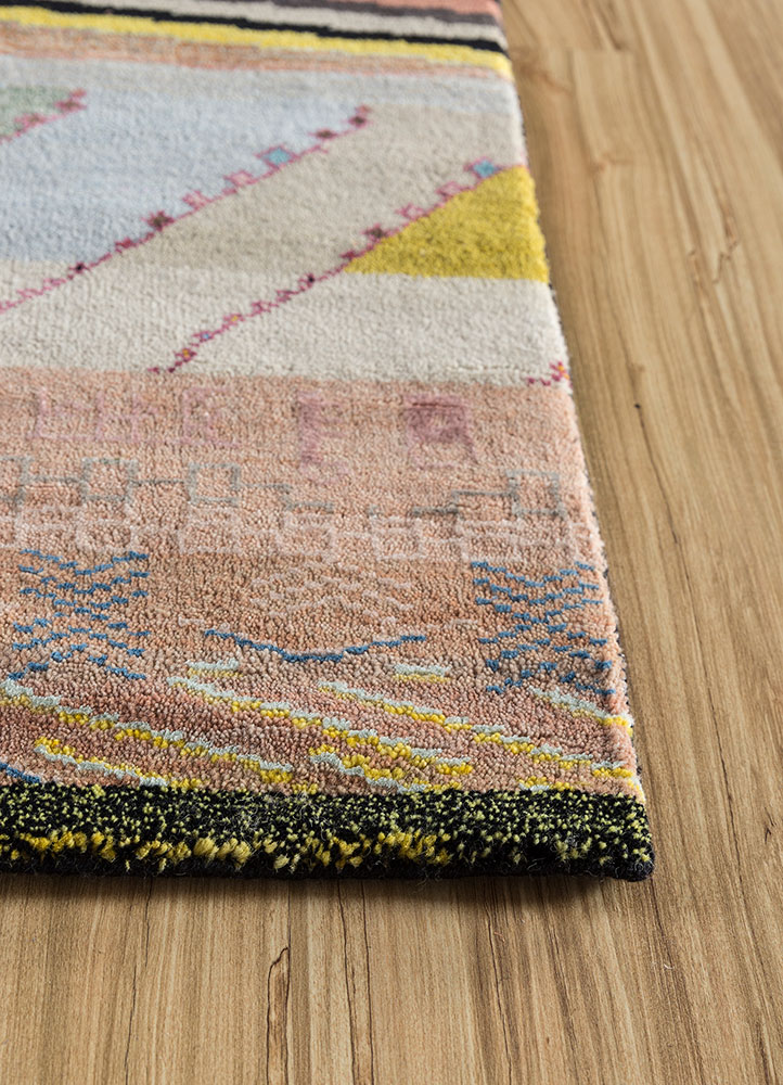 manchaha multi wool and bamboo silk hand knotted Rug - Corner