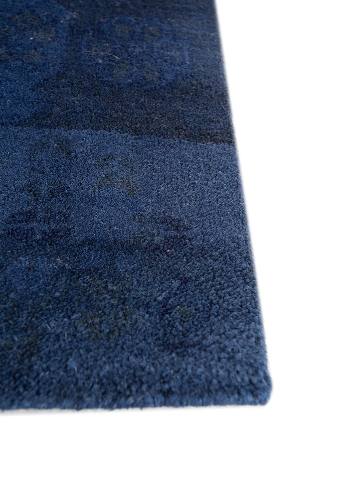manchaha blue wool and bamboo silk hand knotted Rug - Corner