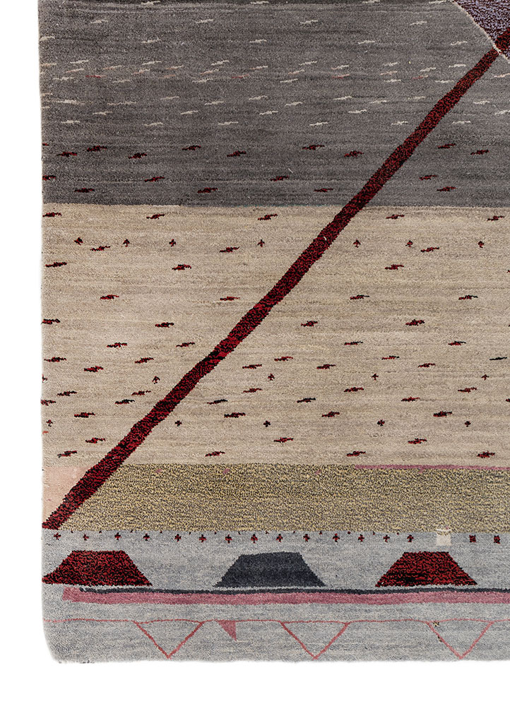 freedom manchaha grey and black wool and bamboo silk hand knotted Rug - Corner
