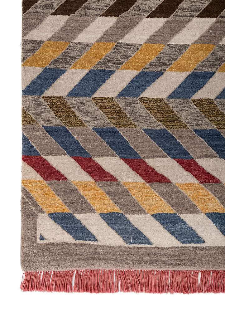 freedom manchaha blue wool and bamboo silk hand knotted Rug - Corner