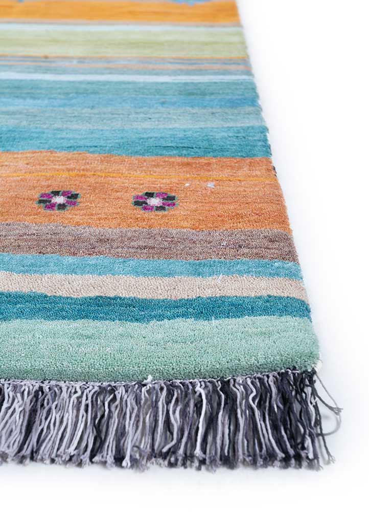 freedom manchaha multi wool and bamboo silk hand knotted Rug - Corner