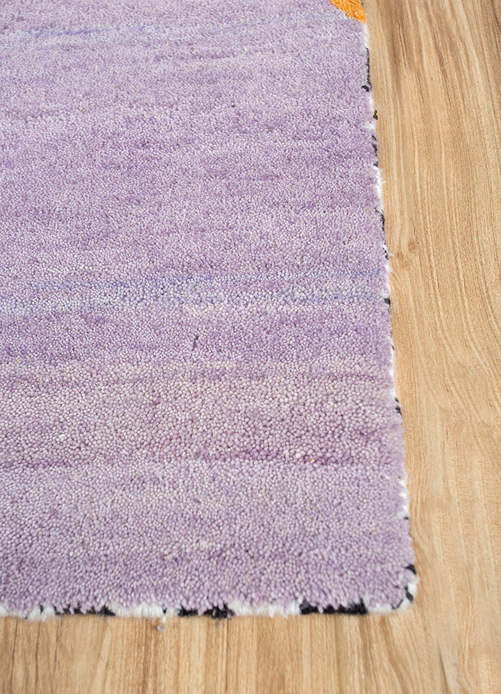 freedom manchaha pink and purple wool and bamboo silk hand knotted Rug - Corner