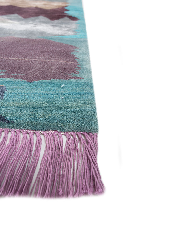 freedom manchaha pink and purple wool and bamboo silk hand knotted Rug - Corner