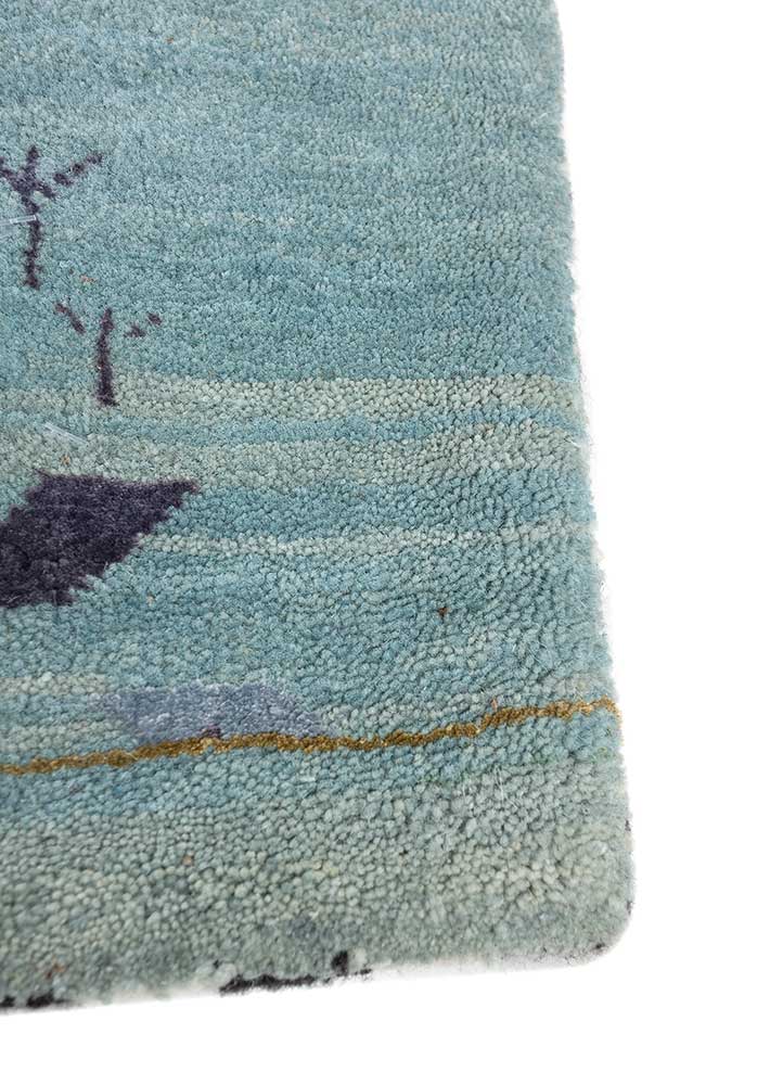 freedom manchaha blue wool and bamboo silk hand knotted Rug - Corner