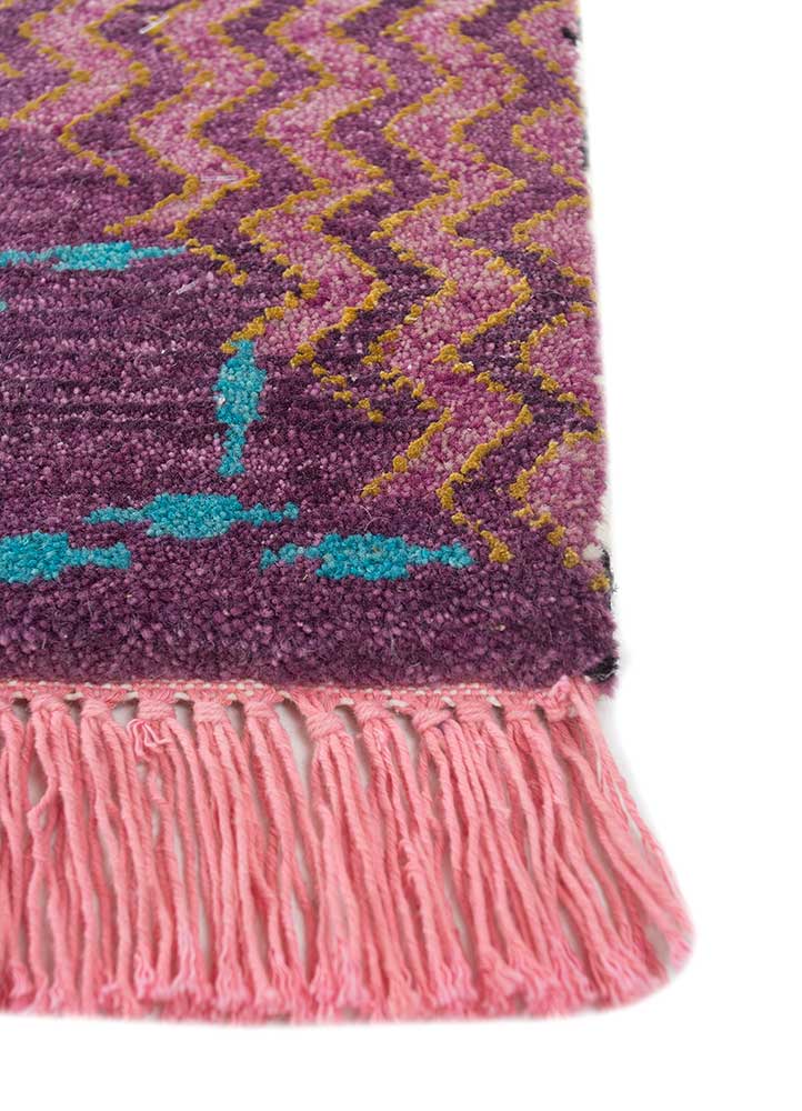 freedom manchaha pink and purple wool and bamboo silk hand knotted Rug - Corner
