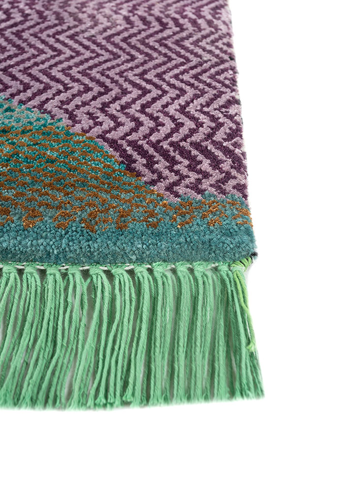 freedom manchaha green wool and bamboo silk hand knotted Rug - Corner