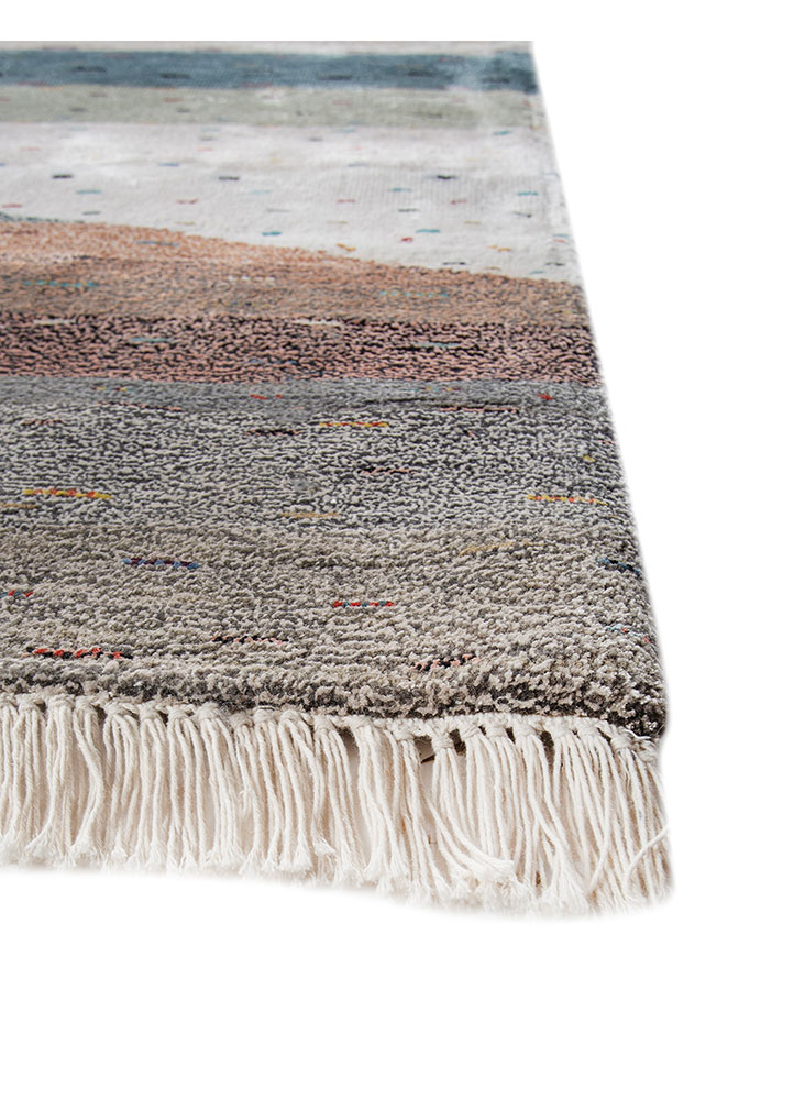 freedom manchaha ivory wool and bamboo silk hand knotted Rug - Corner