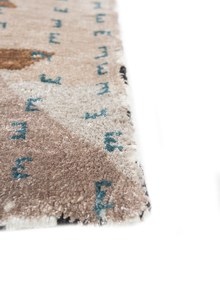 freedom manchaha grey and black wool and bamboo silk hand knotted Rug - Corner