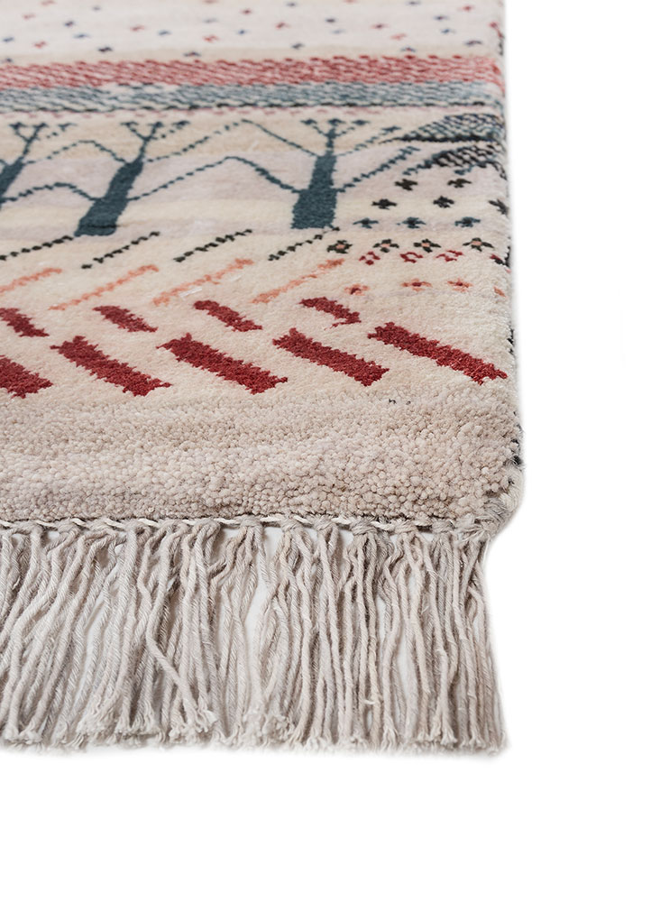 freedom manchaha ivory wool and bamboo silk hand knotted Rug - Corner