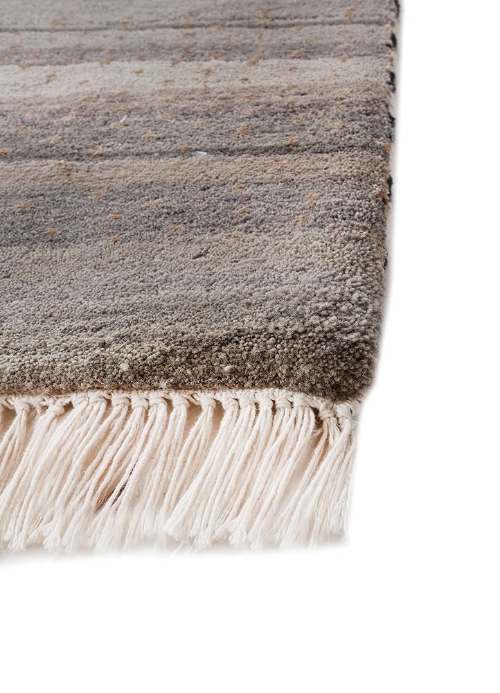 freedom manchaha grey and black wool and bamboo silk hand knotted Rug - Corner