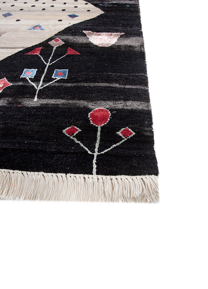 freedom manchaha ivory wool and bamboo silk hand knotted Rug - Corner