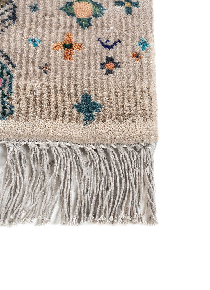 freedom manchaha ivory wool and bamboo silk hand knotted Rug - Corner