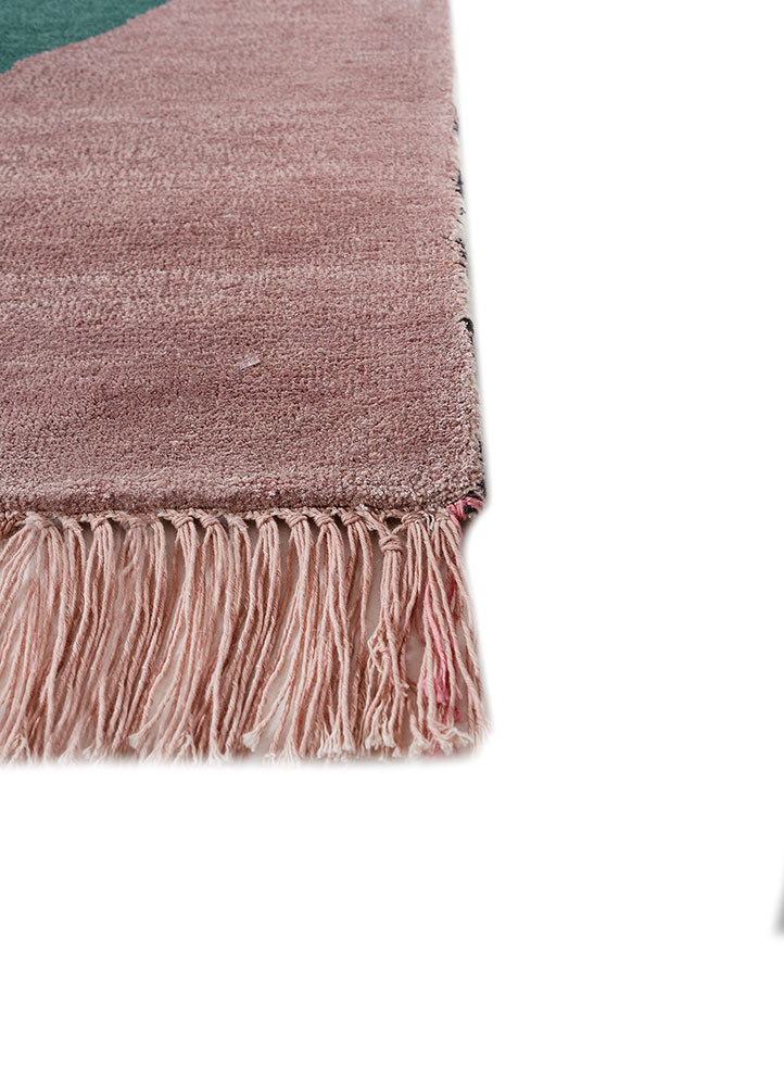 freedom manchaha pink and purple wool and bamboo silk hand knotted Rug - Corner