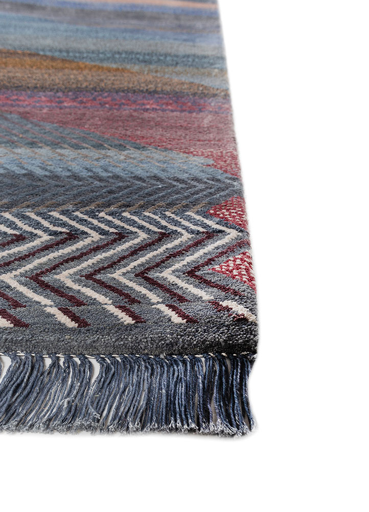 freedom manchaha blue wool and bamboo silk hand knotted Rug - Corner