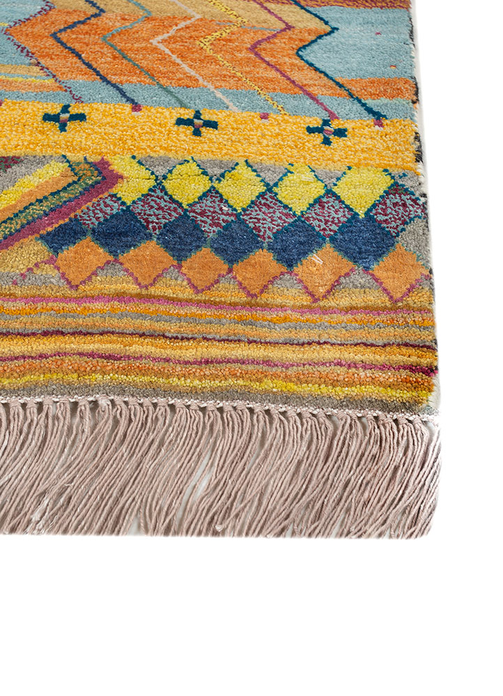 freedom manchaha gold wool and bamboo silk hand knotted Rug - Corner