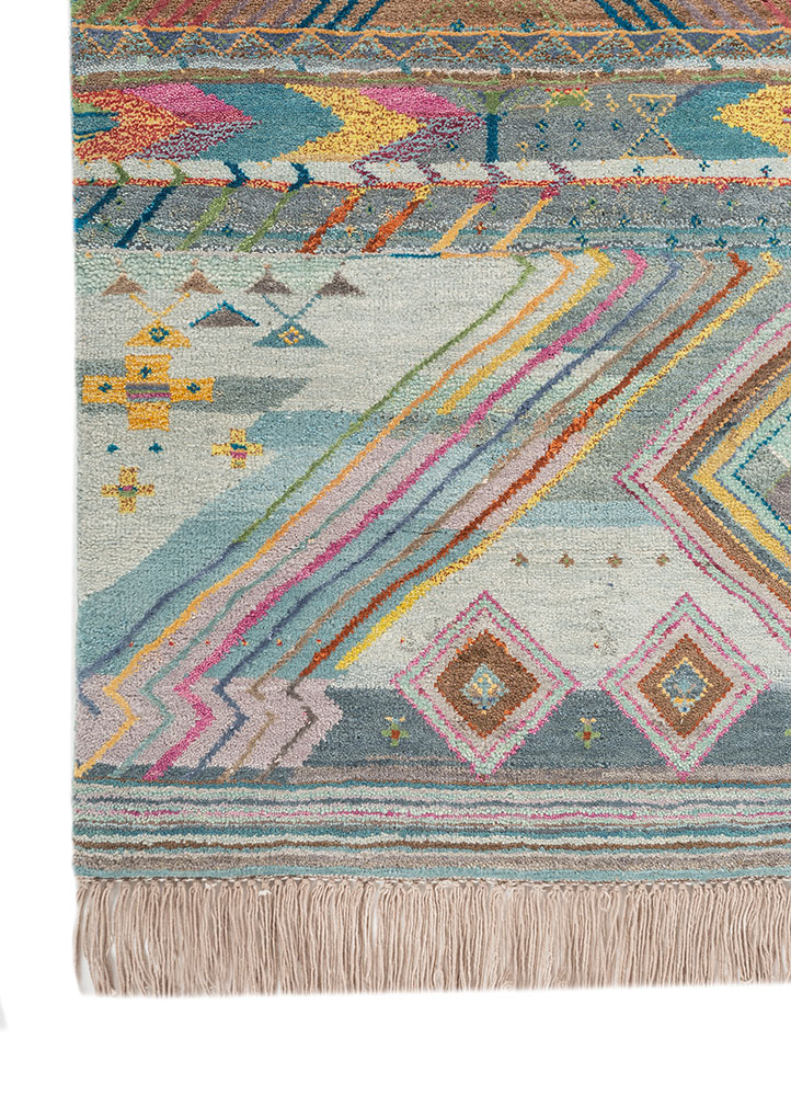 freedom manchaha blue wool and bamboo silk hand knotted Rug - Corner