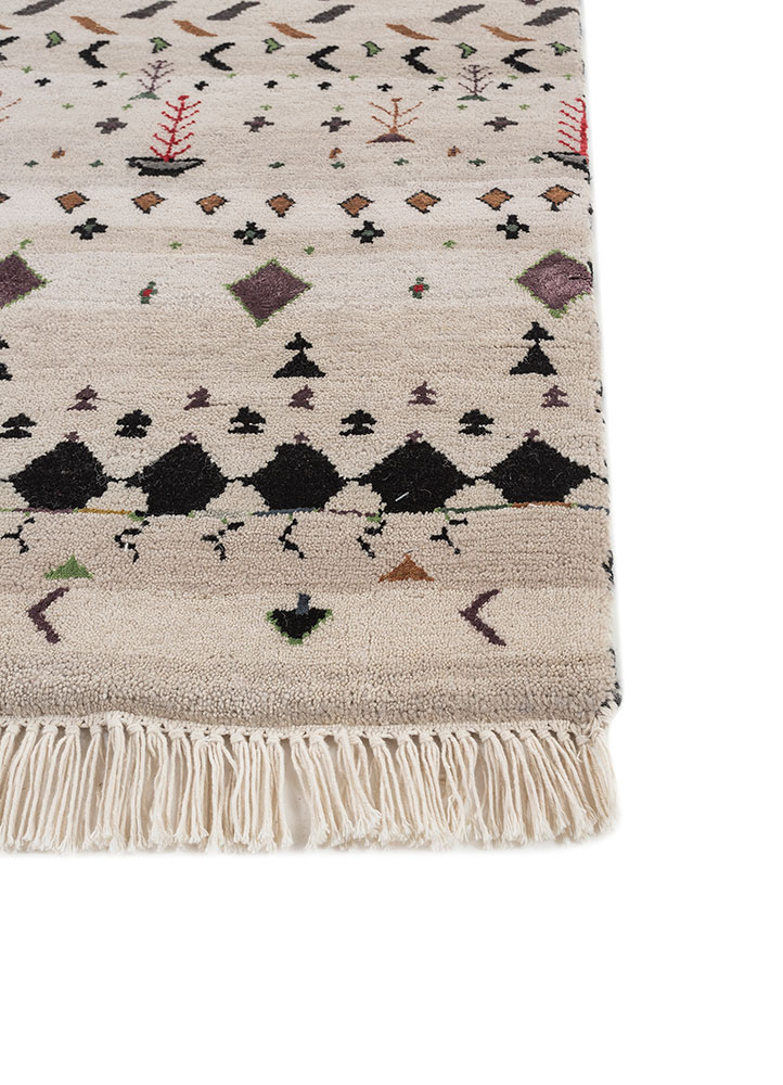 freedom manchaha ivory wool and bamboo silk hand knotted Rug - Corner