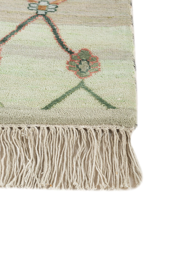 freedom manchaha green wool and bamboo silk hand knotted Rug - Corner