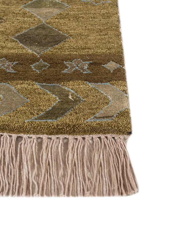 freedom manchaha green wool and bamboo silk hand knotted Rug - Corner