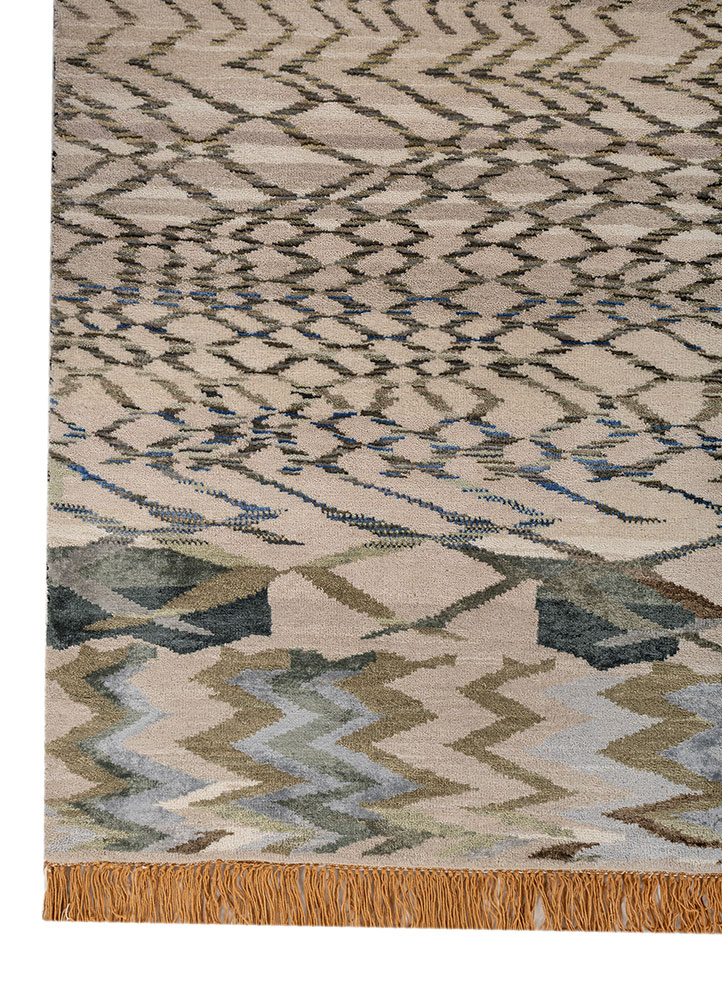 freedom manchaha green wool and bamboo silk hand knotted Rug - Corner