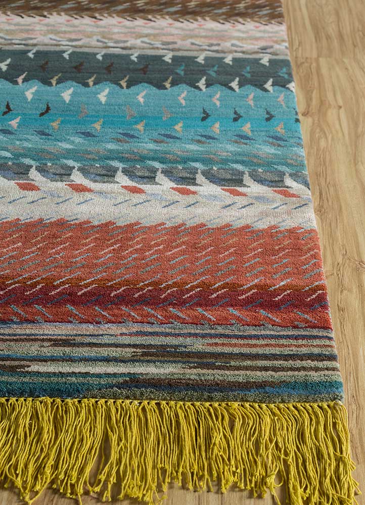 manchaha multi wool and bamboo silk hand knotted Rug - Corner