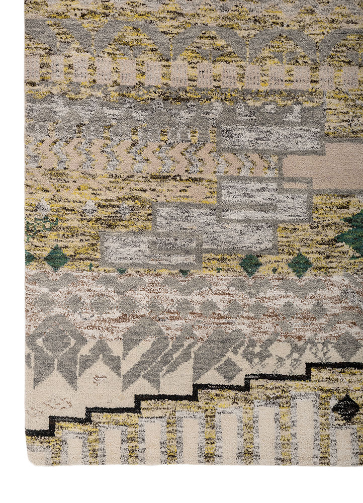 manchaha ivory wool hand knotted Rug - Corner