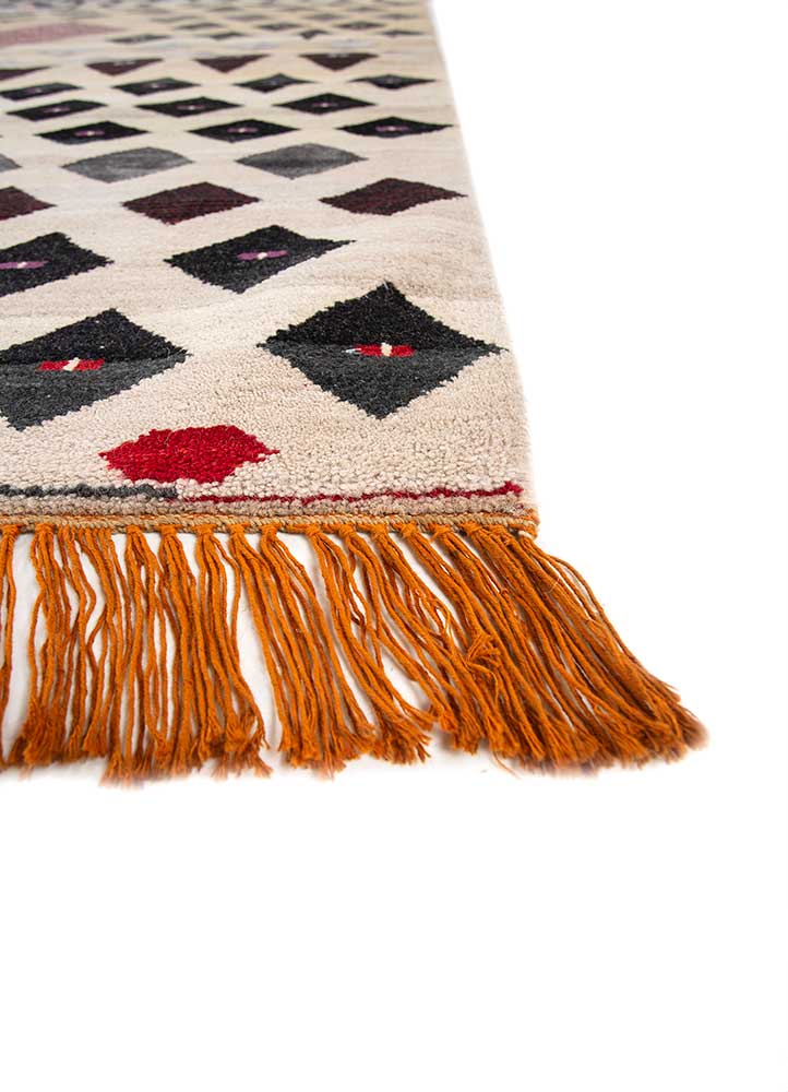 manchaha ivory wool and bamboo silk hand knotted Rug - Corner