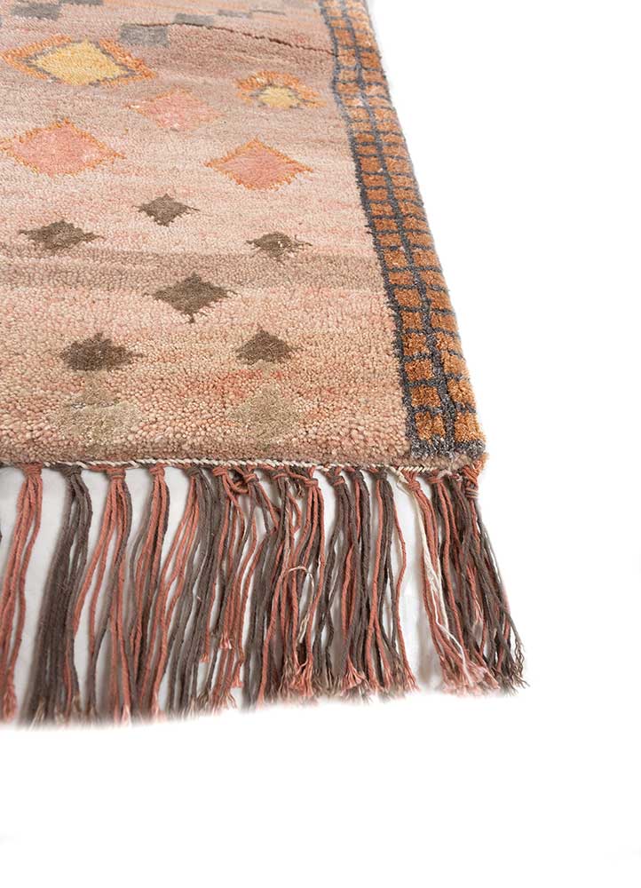 manchaha red and orange wool and bamboo silk hand knotted Rug - Corner