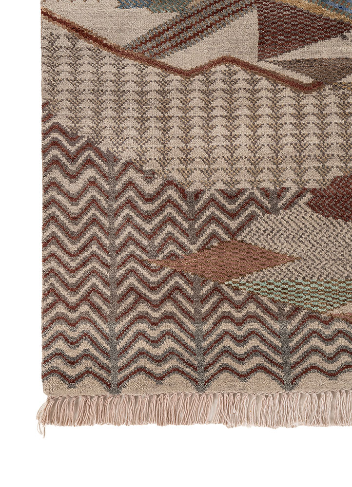 manchaha ivory wool and bamboo silk hand knotted Rug - Corner