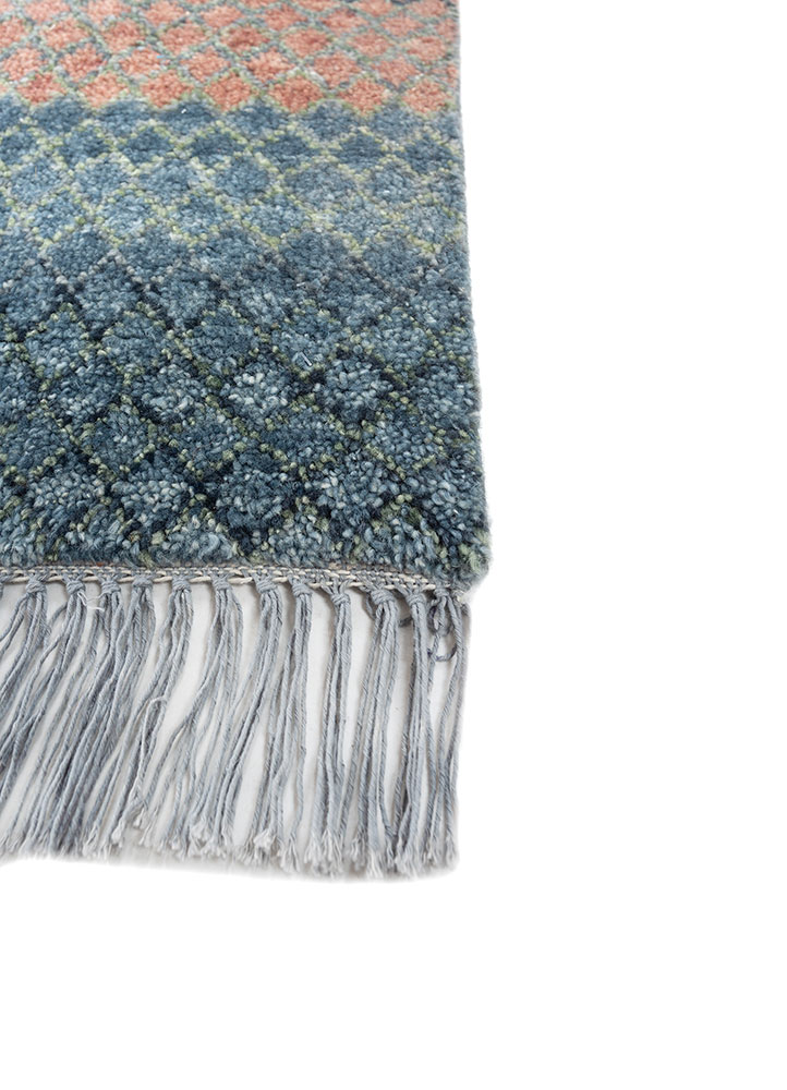 manchaha blue wool hand knotted Rug - Corner