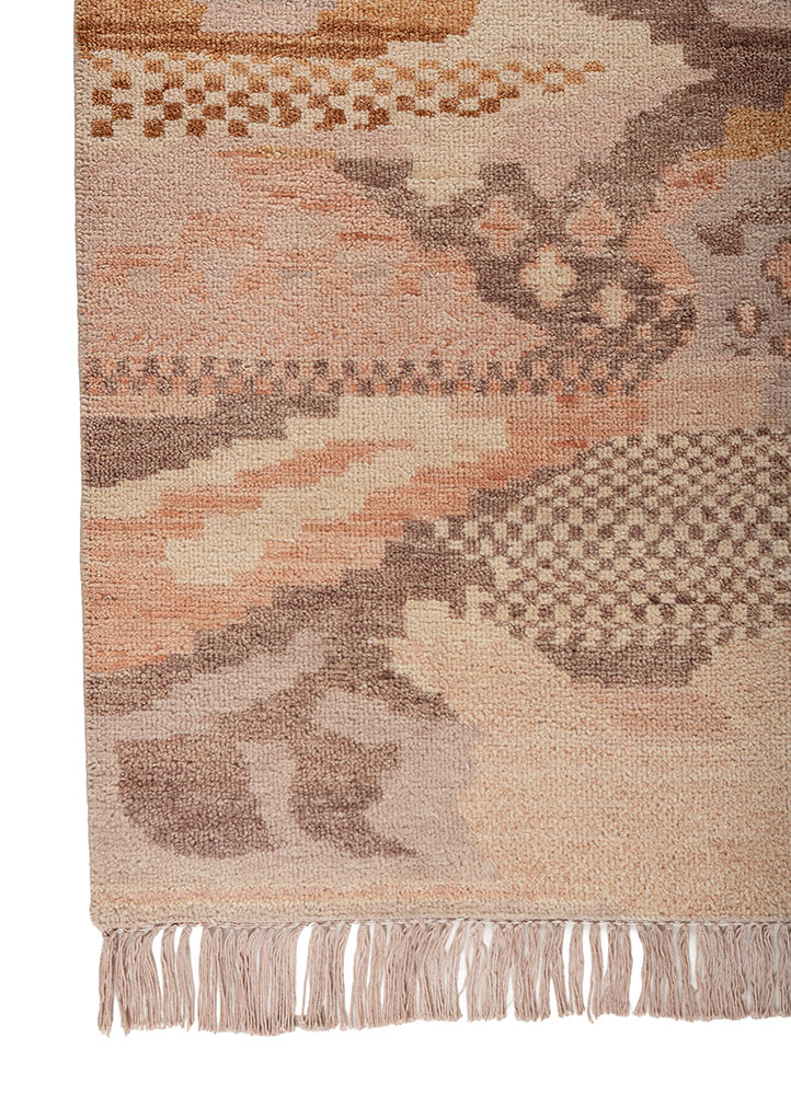 manchaha red and orange wool hand knotted Rug - Corner