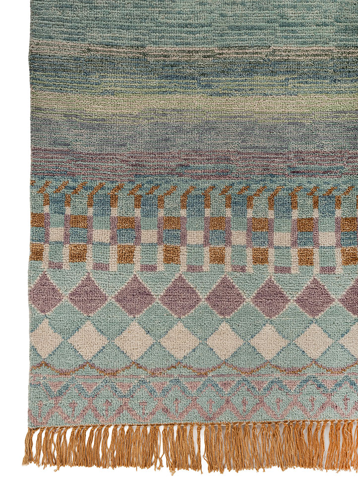 manchaha blue wool hand knotted Rug - Corner