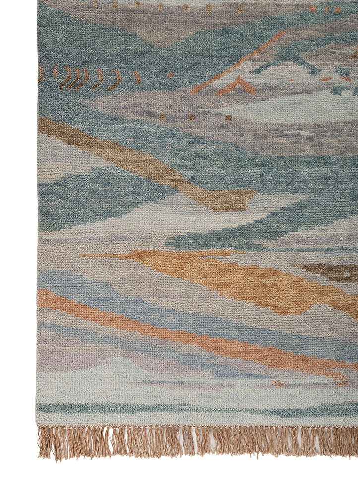 manchaha blue wool hand knotted Rug - Corner