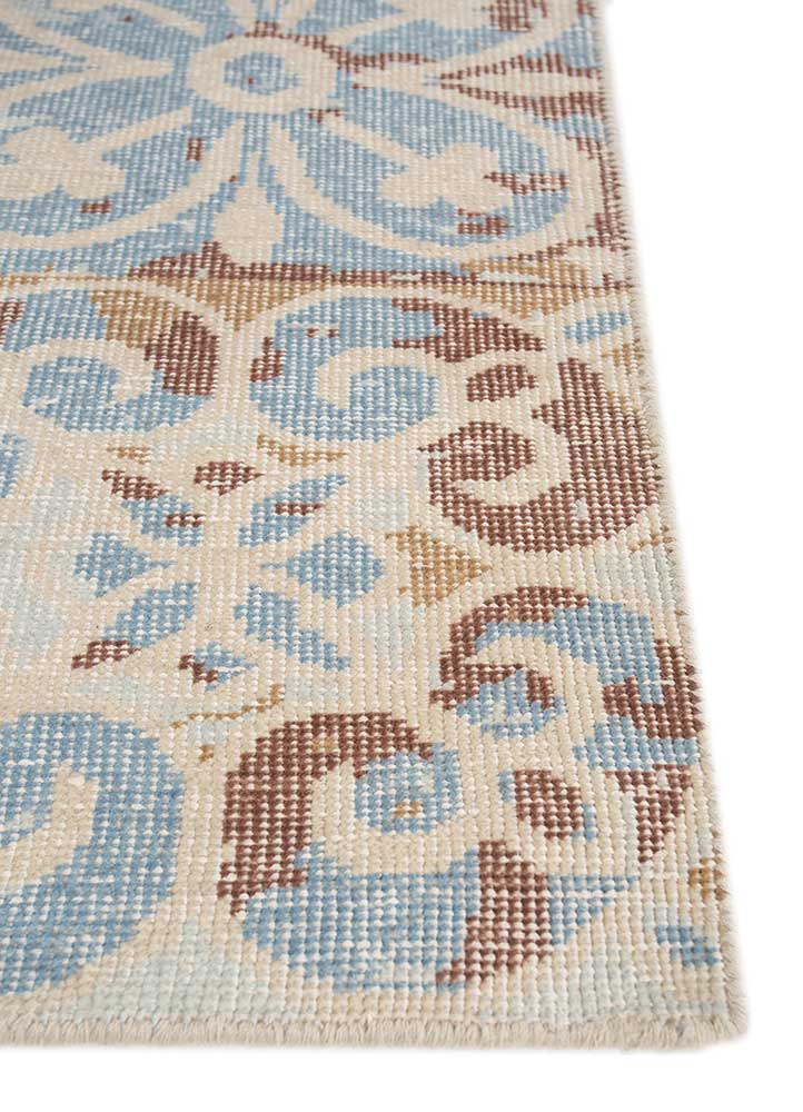 erbe beige and brown wool hand knotted Rug - Corner