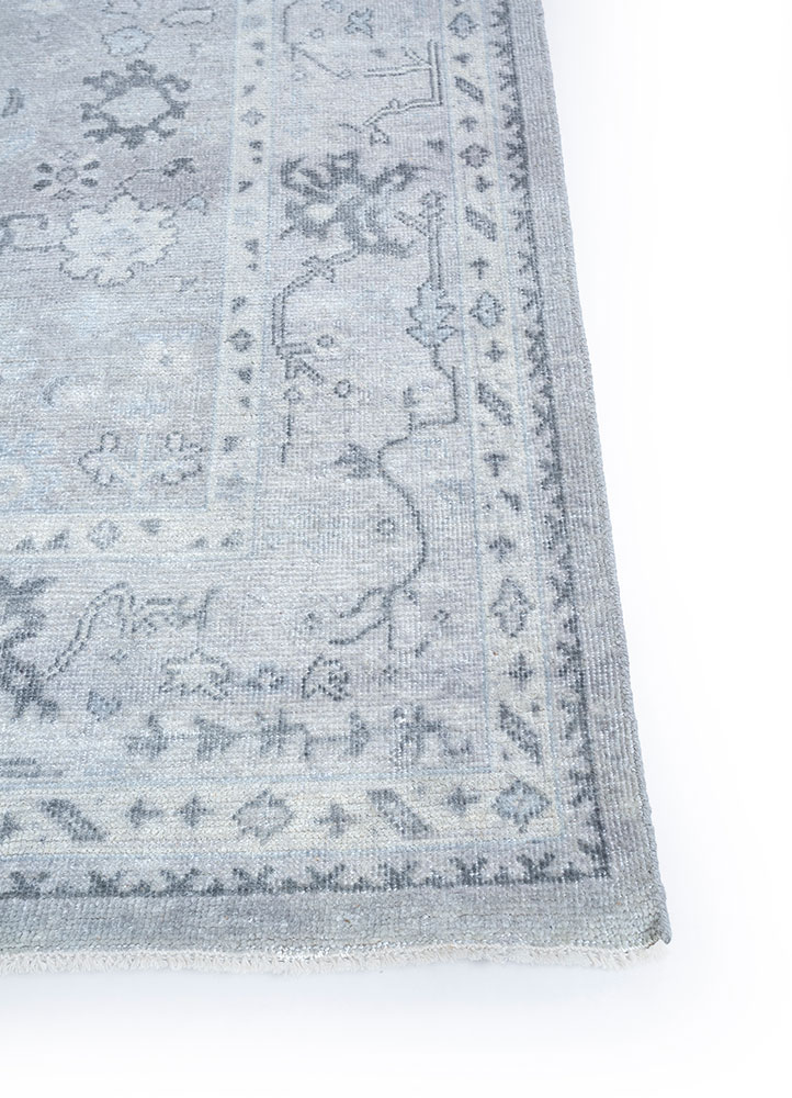 erbe grey and black wool hand knotted Rug - Corner