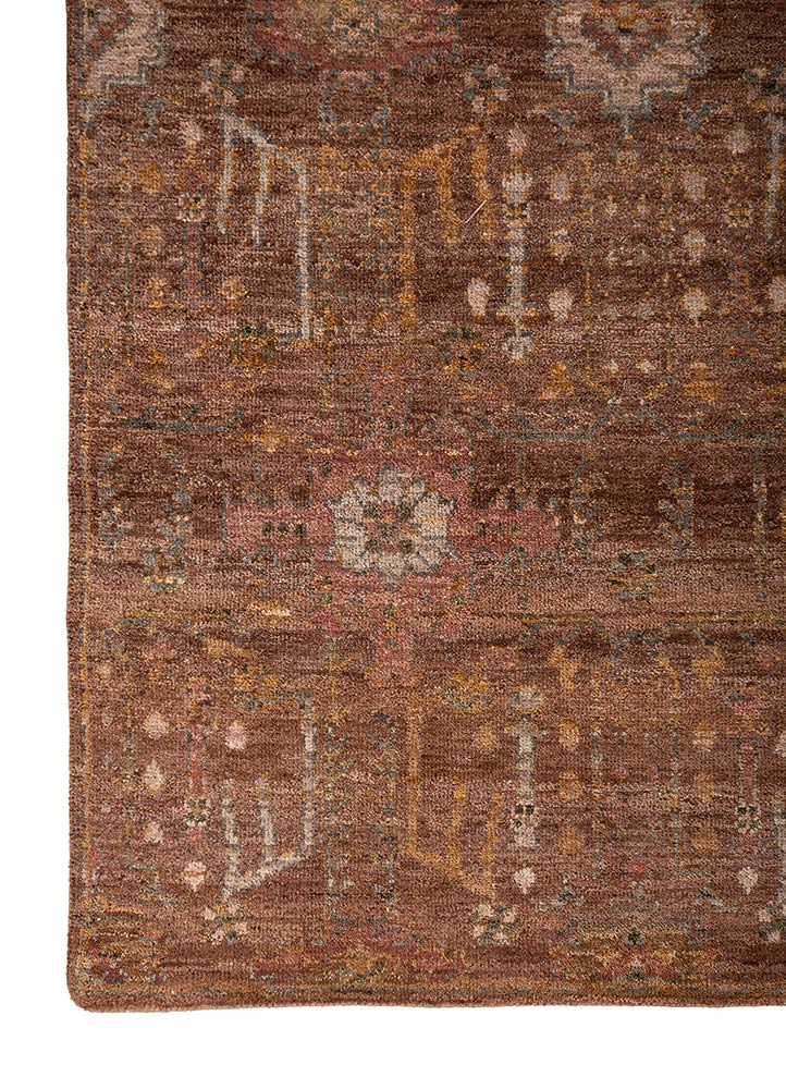 aprezo red and orange wool hand knotted Rug - Corner