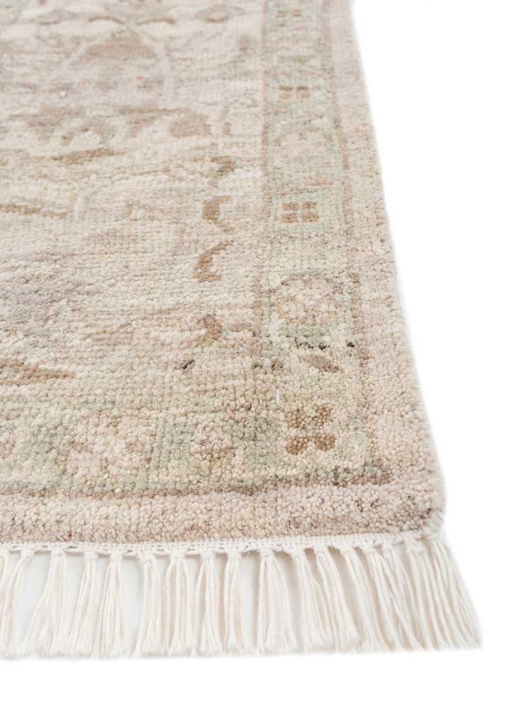 erbe ivory afghan wool hand knotted Rug - Corner