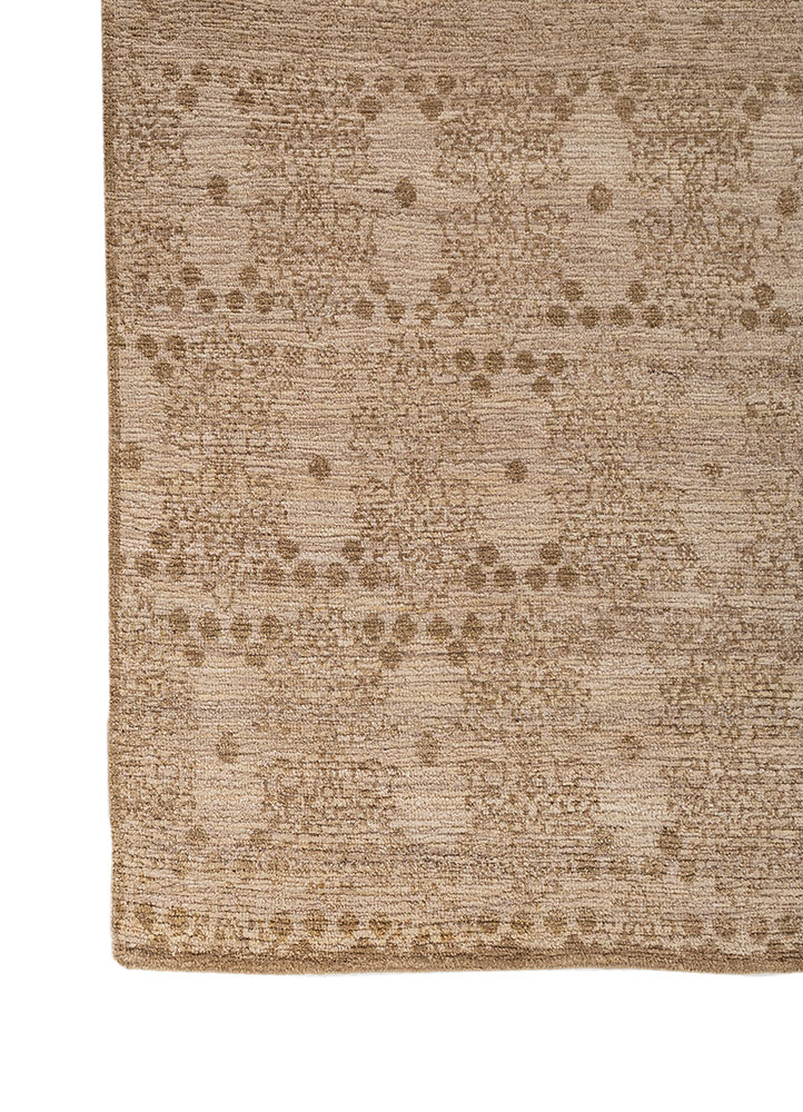 erbe beige and brown afghan wool hand knotted Rug - Corner