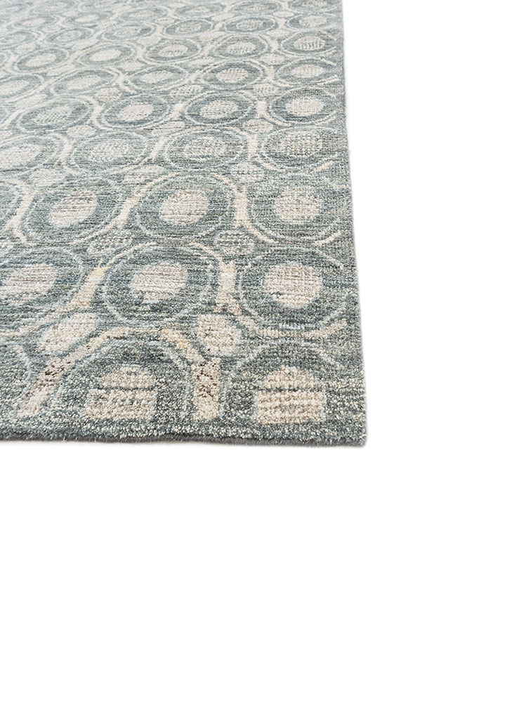 erbe blue afghan wool hand knotted Rug - Corner