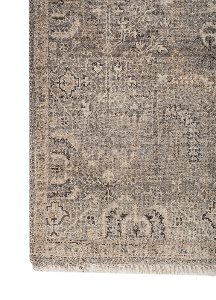 erbe grey and black afghan wool hand knotted Rug - Corner