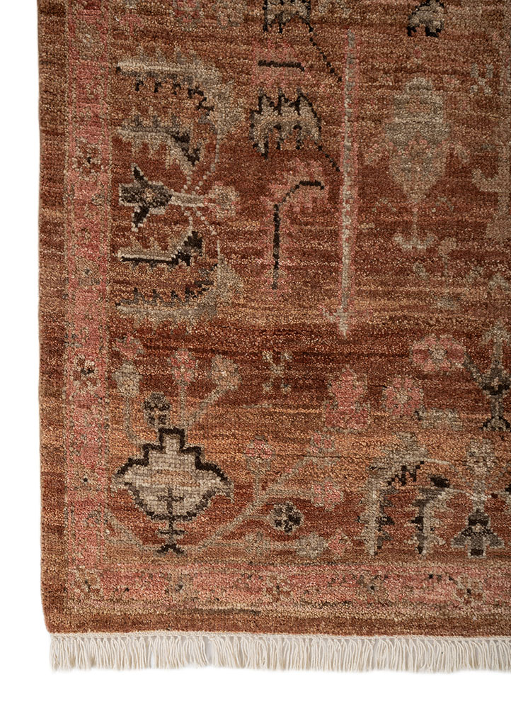 erbe red and orange wool hand knotted Rug - Corner