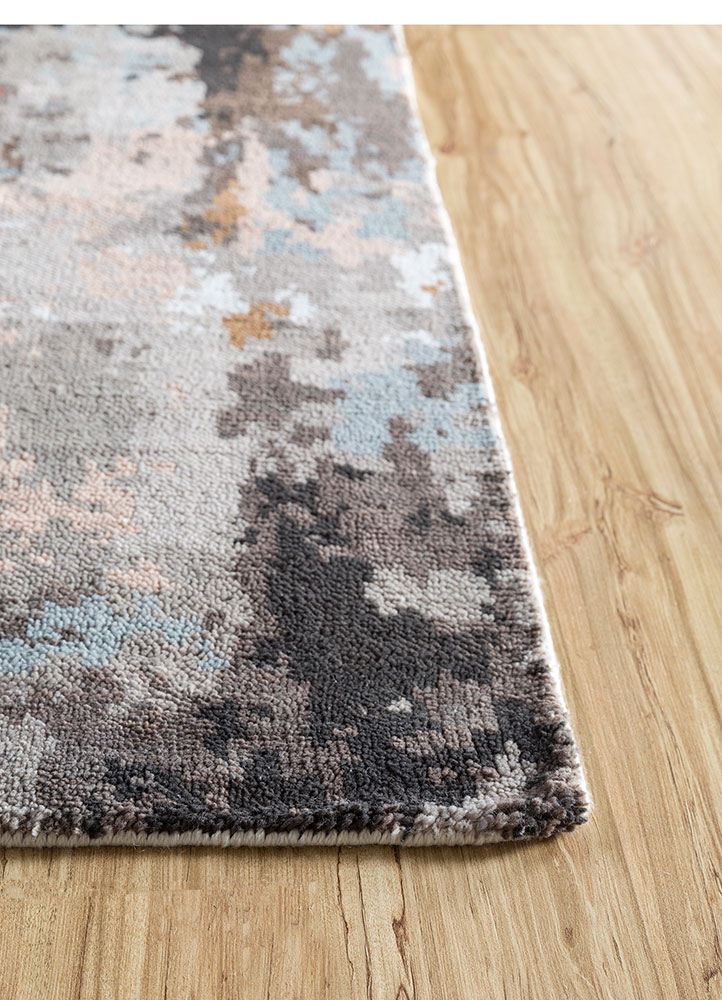 uvenuti grey and black polyester hand knotted Rug - Corner