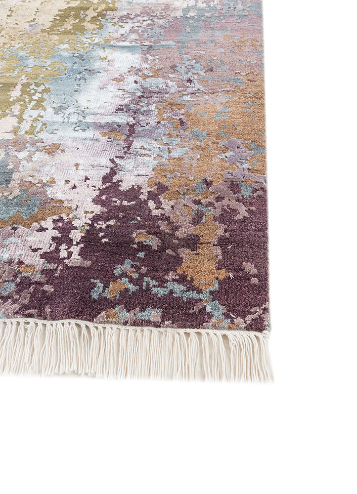 uvenuti pink and purple wool and bamboo silk hand knotted Rug - Corner