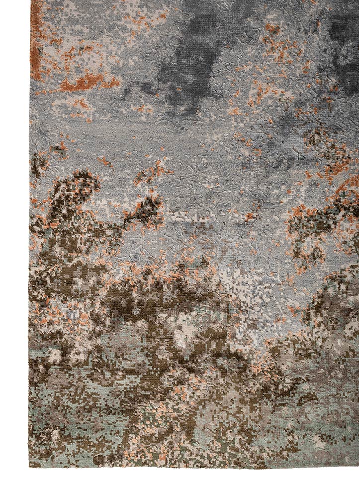 uvenuti ivory wool and bamboo silk hand knotted Rug - Corner